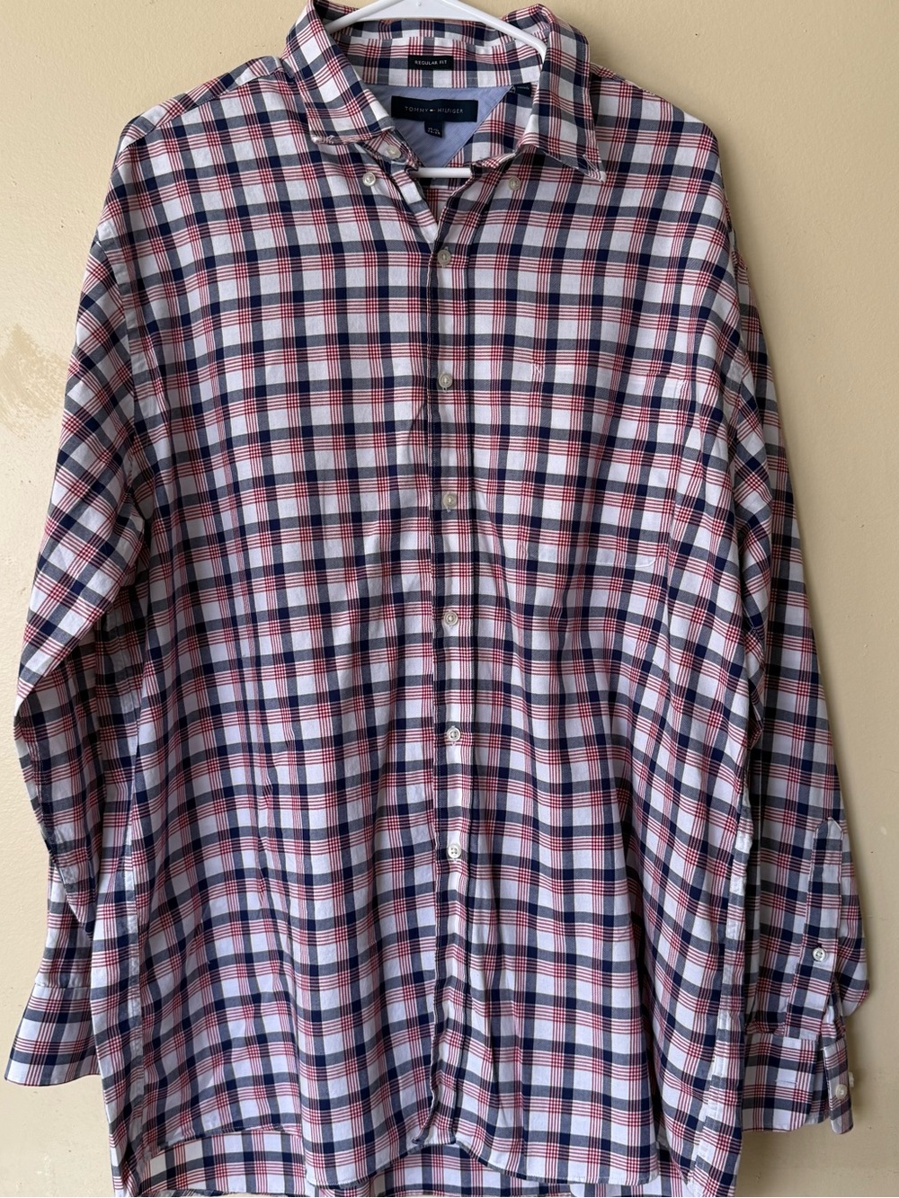 Tommy Hilfiger Plaid Button-Down Shirt in Navy, Red & White
